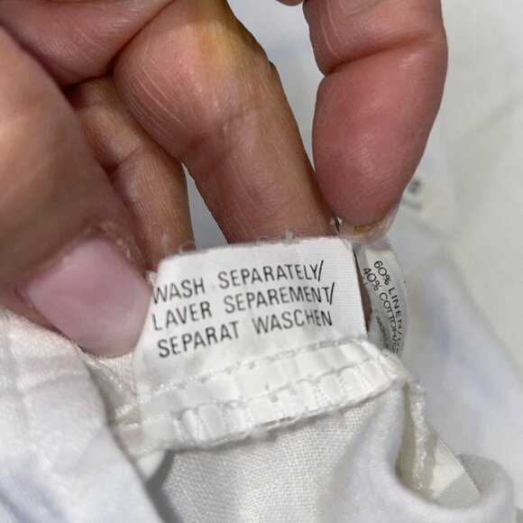 Otto Kern Women's Linen/Cotton Button Front Blouse Sz M Crochet Trim Cottagecore - Picture 7 of 11